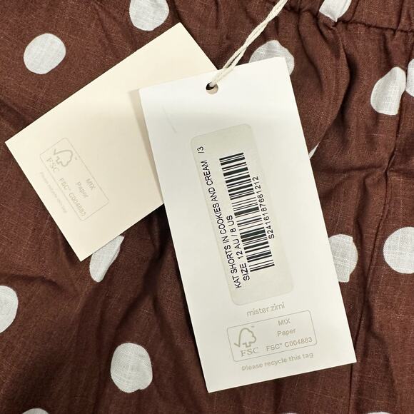 NWT Mister Zimi Kat Shorts In Cookies and Cream Brown Polka Dot sz 8 US - Picture 8 of 11